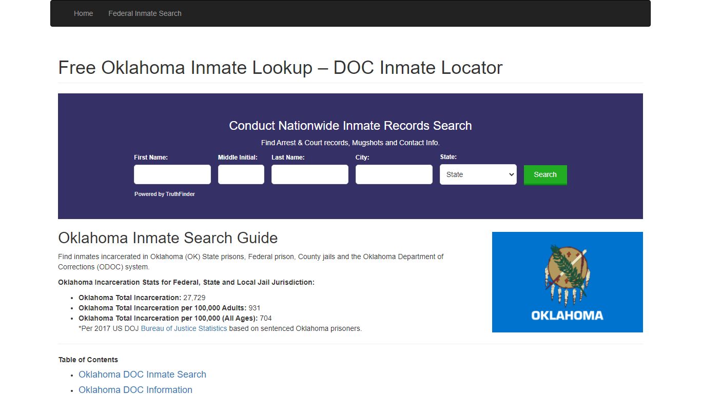 Oklahoma Inmate Search - OK Department of Corrections ...